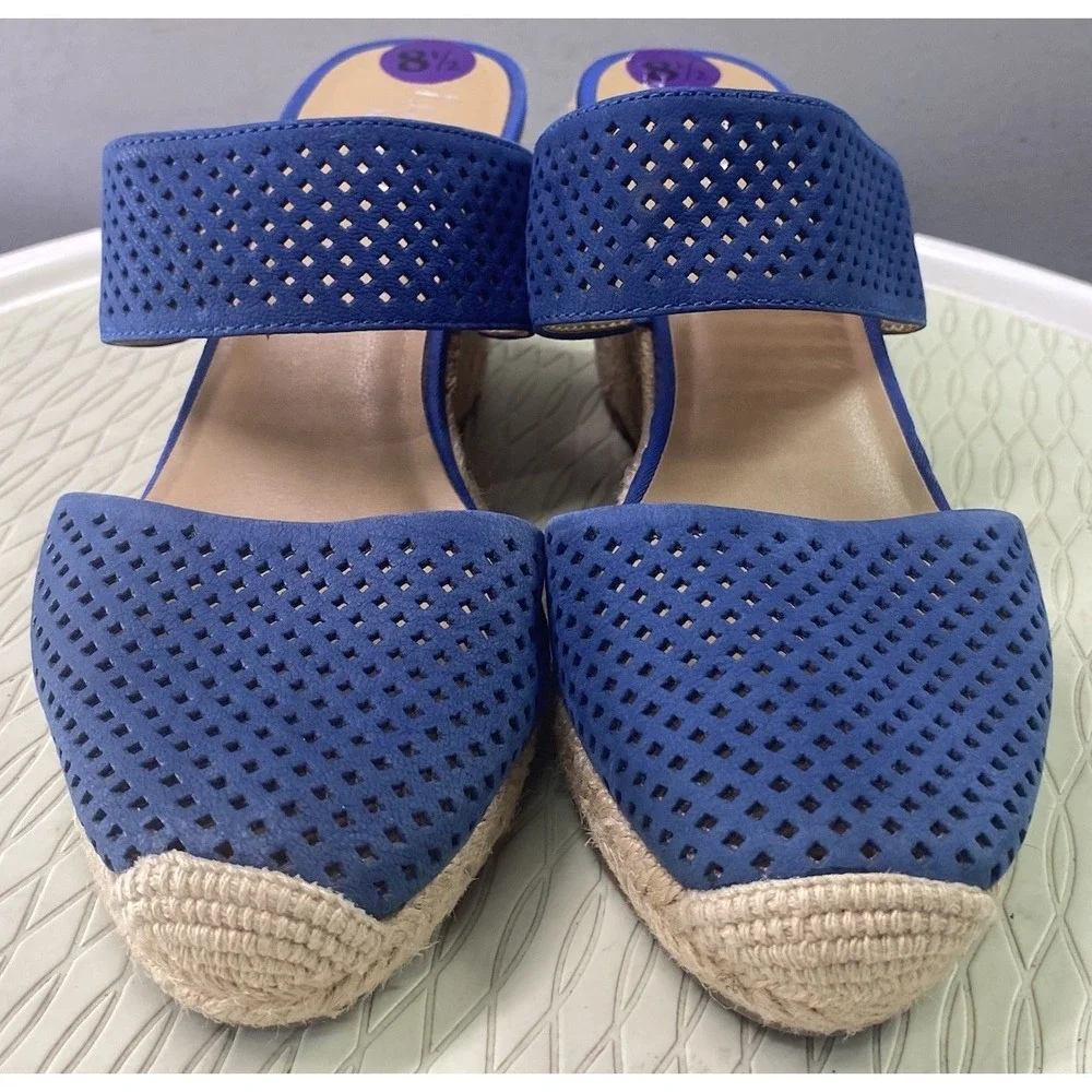FRANCO SARTO Womens Wedges‎ Heeled Sandals Espadrille Dress Shoes Blue Sz.8.5
